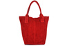 Italian Leather Suede Handbag A4 Shopper Red T49