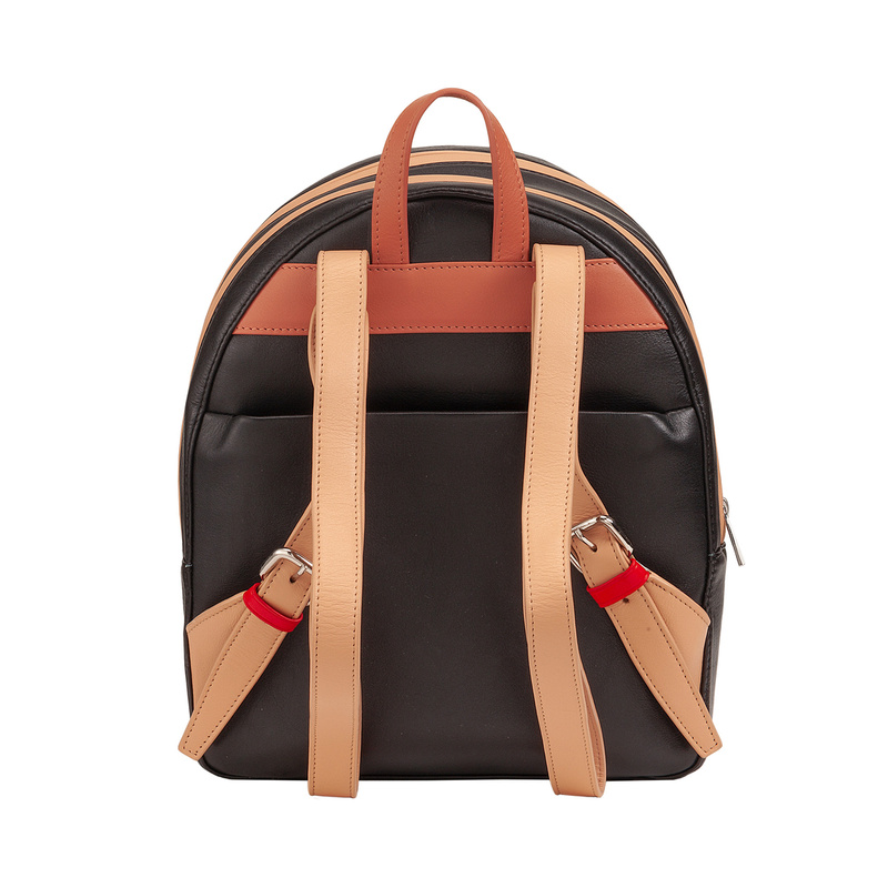 Small multi colored backpack for women Colorful Favignana by DUDU in nappa leather with double zip holder. Rucksuck that combines casual look and contemporary style.