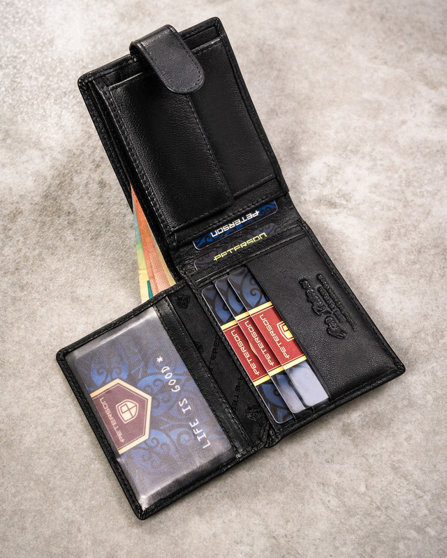 Leather wallet+key ring set PETERSON PTN SET-M-N003L-GVT