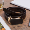 Men's leather belt automatic buckle 3.5 cm classic box bag free dark brown AP26 : Colors - brown, beige, Strap size - r.100-115 cm