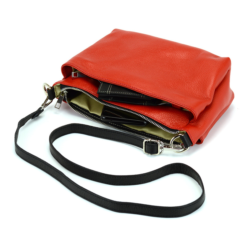 A sleek and roomy leather shoulder bag