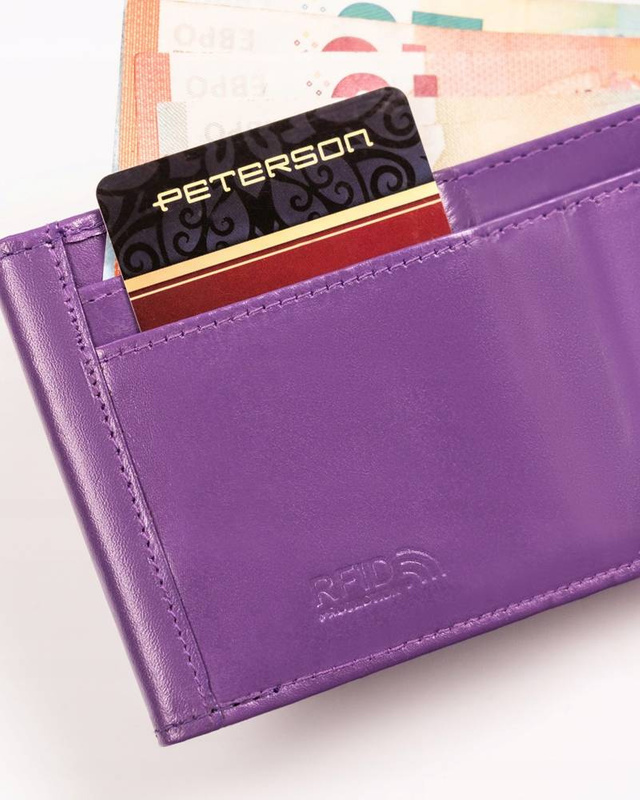 Leather wallet RFID PETERSON PTN RD-N08G-MCL