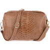 Taupe leather ladies postbag Italian croco trunk Beltimore P12