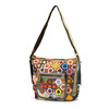 Women's colorful leather messenger bag with mosaic pattern