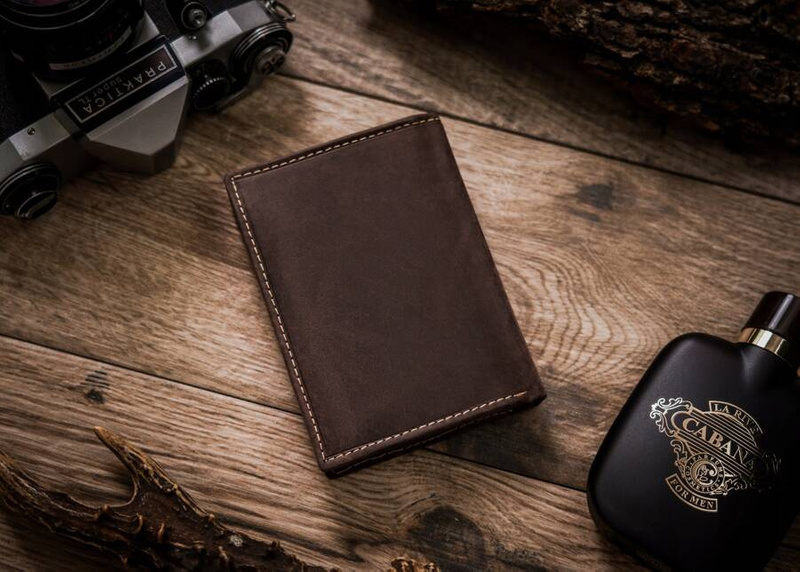 Large leather wallet with an individual pattern