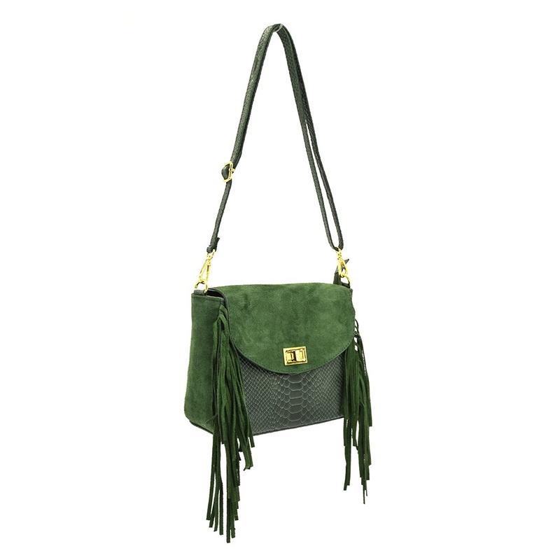 Suede with fringes women's leather messenger bag