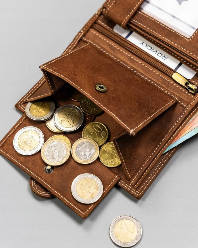 Large leather wallet with an individual pattern