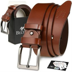 Beltimore leather men's brown wide belt E03 : Colors - brown, beige, Strap size - r.120-135 cm