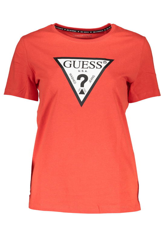 GUESS JEANS WOMEN&#39;S SHORT SLEEVE T-SHIRT RED