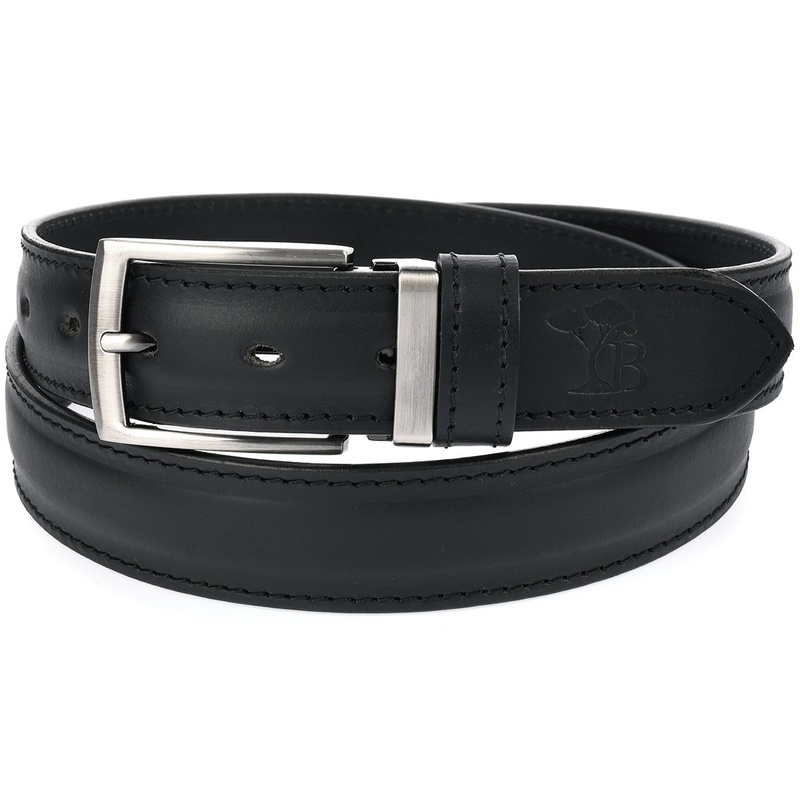 Beltimore A75 men's wide black leather trouser belt : Colors - black, Strap size - r.100-115 cm