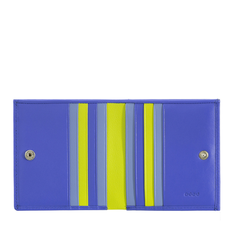 The DUDU Colorful collection is enriched by Flavio, small men's multicolour leather billfold RFID wallet with external coin purse and credit card holders