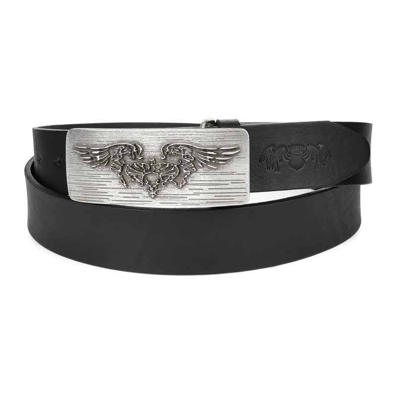 Baltimore leather men's black wide belt W26 : Farben - schwarz, Riemengröße - r.100-115 cm