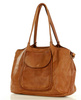 Leather women's shopper with shoulder organizer