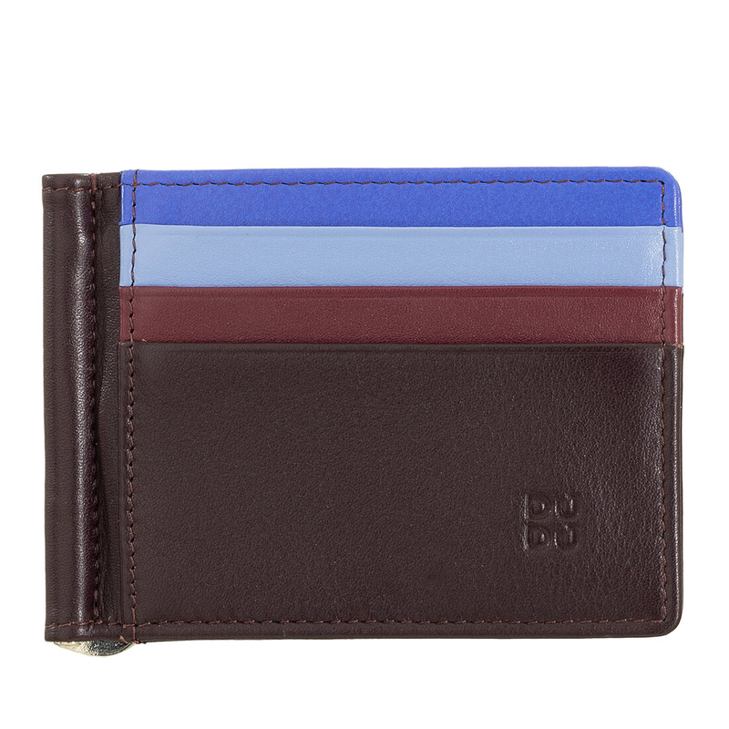 Money clip wallet for men Colorful Antigua by DUDU in genuine leather with credit card holders. Slim and compact design.