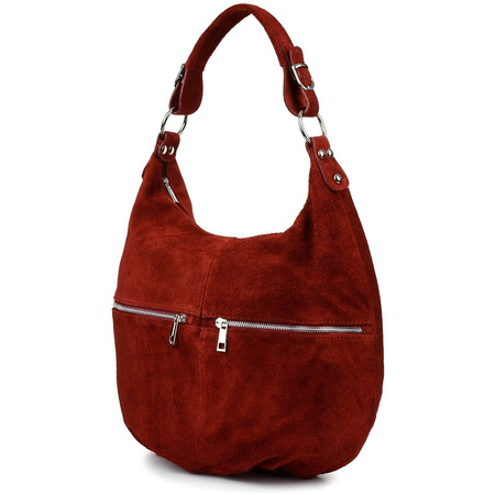 Maroon Vera Pelle suede A4 leather handbag bag K51