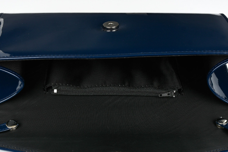 Navy blue lacquered women's evening clutch bag BELTIMORE M78