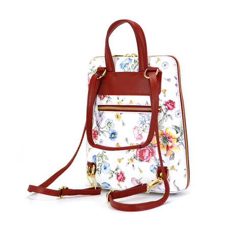 Elegant women's luxury leather backpack flowers