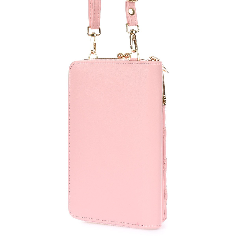 Women's purse for phone mini listono wallet shoulder bigel light pink eco leather POR-T-17