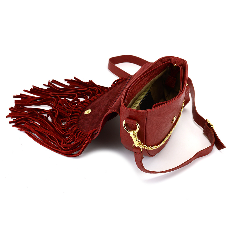 Vera Pelle leather crossbody bag with tassels