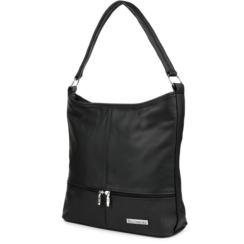 Black leather messenger Two Beltimore i66 stripes