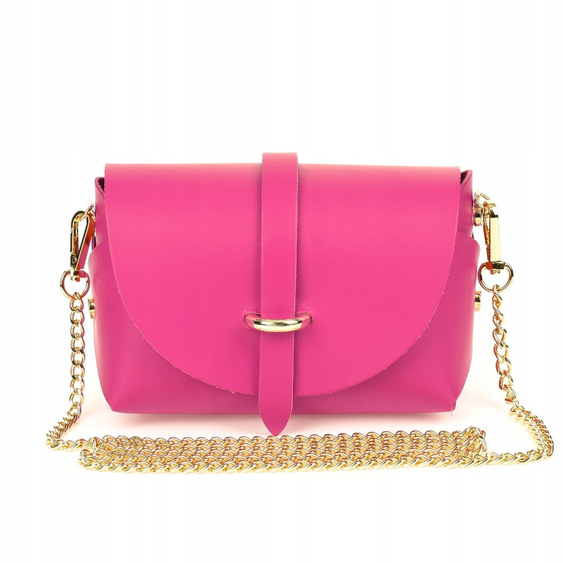 PINK SMALL ITALIAN LEATHER WOMEN'S EVENING COCKTAIL HANDBAG ON CHAIN P45