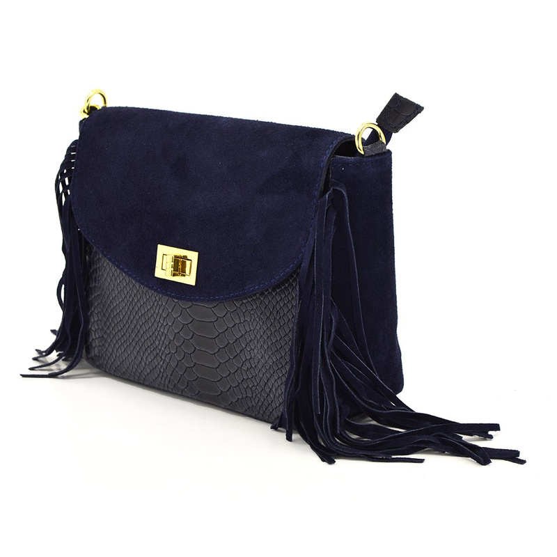 Suede with fringes women's leather messenger bag