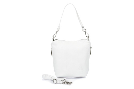 White Leather Handbag Small Postbag Italian Leather T85