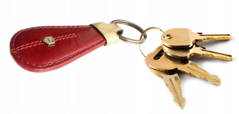 Leather key ring PETERSON PTN BR-02-RED