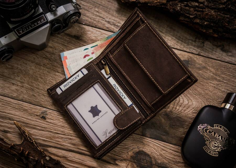 Large leather wallet with an individual pattern