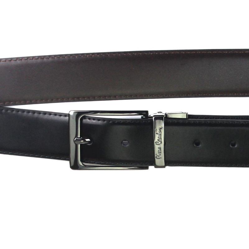 Men's genuine leather belt Pierre Cardin FWJX5 DOUBLE BLACK-BLUE