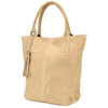 Italian Leather Suede A4 Shopper Handbag Beige T49