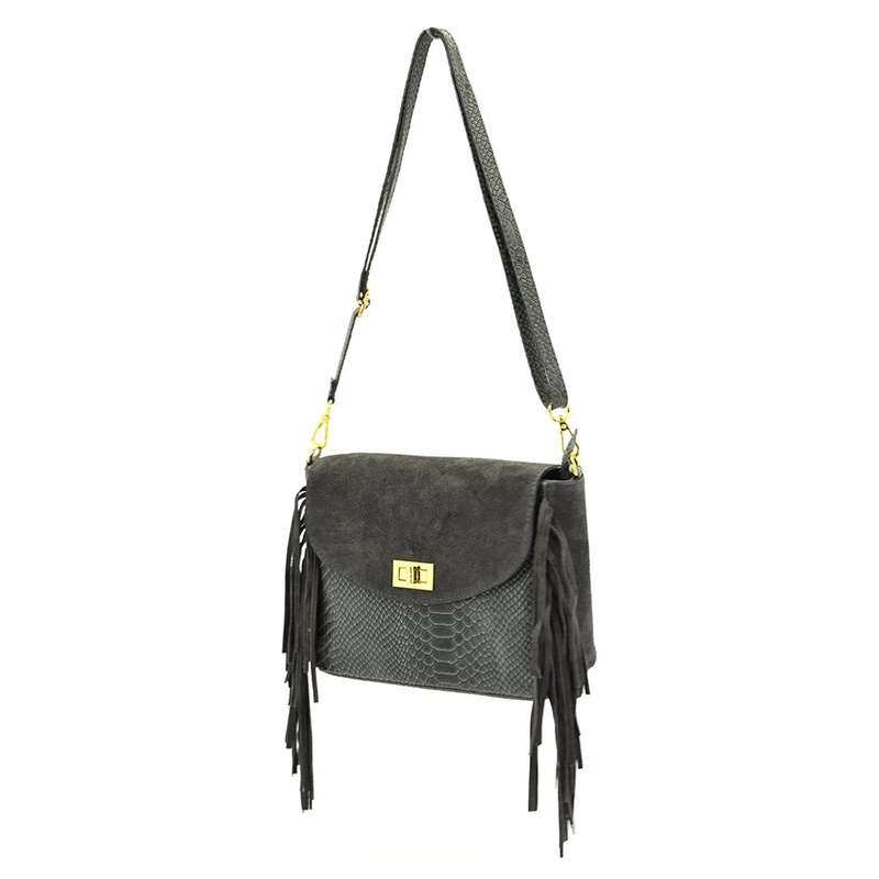 Suede with fringes women's leather messenger bag