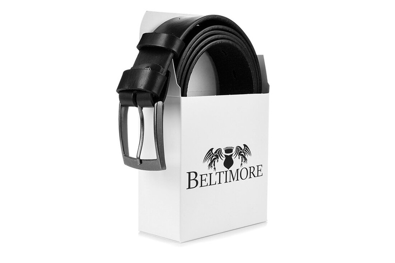 Beltimore full grain leather men's black premium belt E14 : Colors - black, Strap size - r.180-195 cm