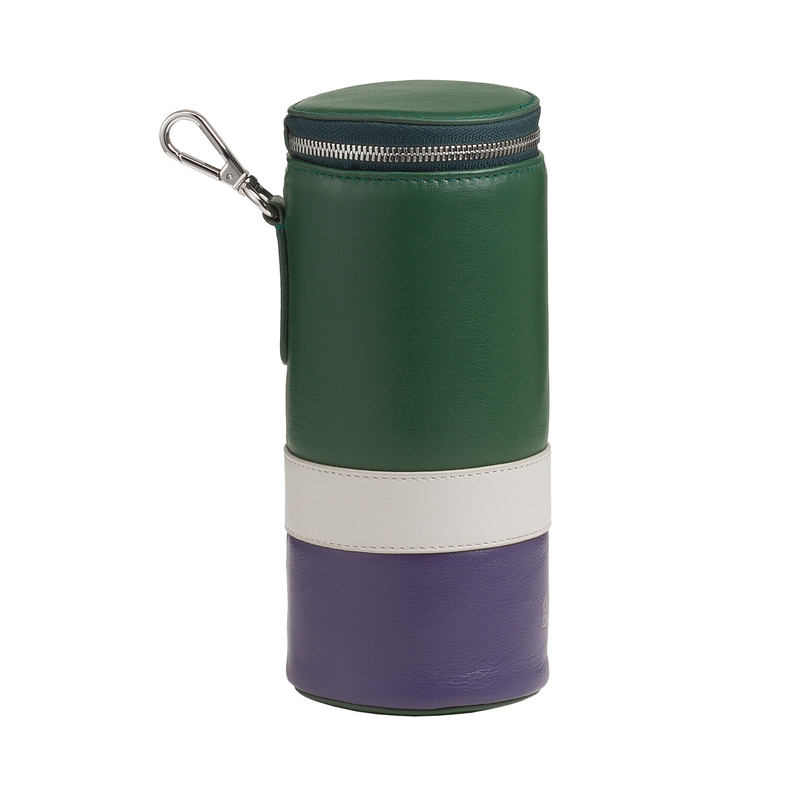 Tennis Ball Holder by DUDU in genuine leather green colour with zipper closure and carabiner. Limited edition inspired by Wimbledon.