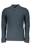 HUGO BOSS MEN&#39;S GREEN LONG SLEEVED POLO SHIRT