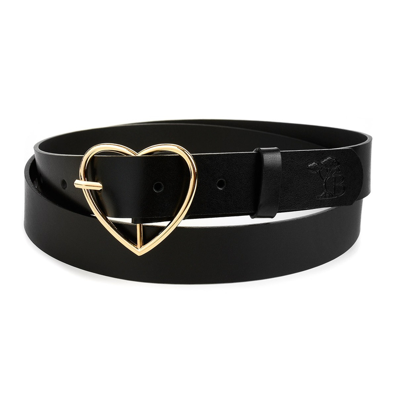 Beltimore leather belt Blamra Fashionable heart D63: colors - black, stripes - r. 105-120 cm