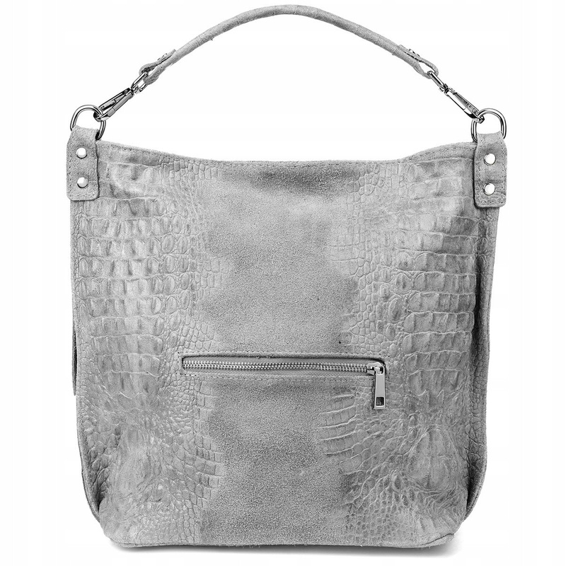 Light grey suede leather shopper bag W10