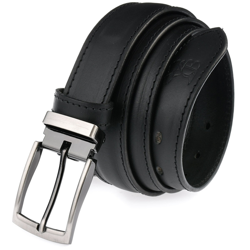 Beltimore A75 men's wide black leather trouser belt : Colors - black, Strap size - r.100-115 cm