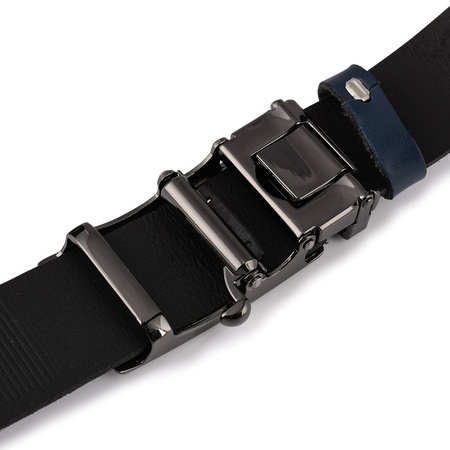 Beltimore men's leather belt navy blue automatic A56 : Colors - navy blue, Strap size - r.85-100 cm