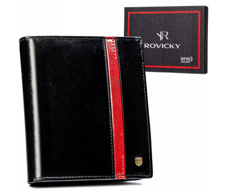 Large men's leather wallet without clasp Rovicky