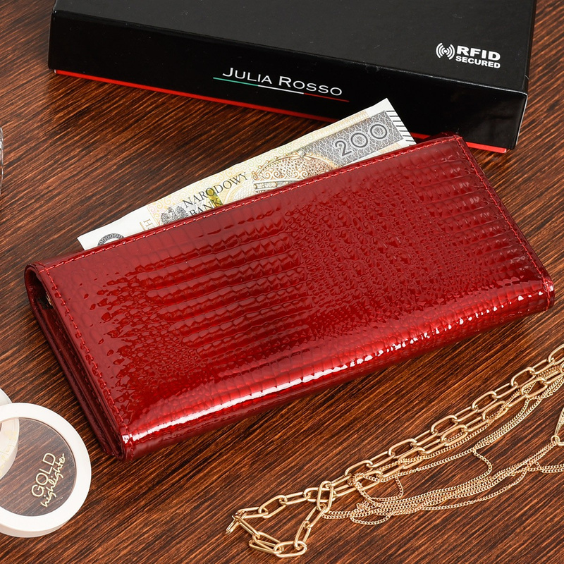 Red Julia Rosso large women's RFID leather wallet F65