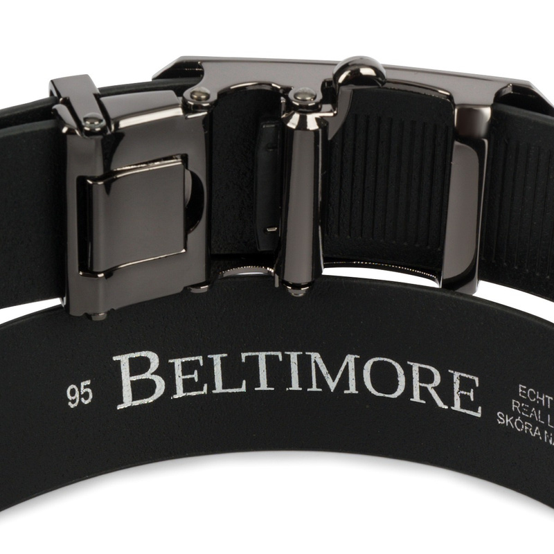 BELTIMORE men's leather belt buckle automatic black A21 : Colors - black, Strap size - r.115-130 cm