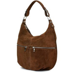 Vera Pelle suede leather handbag large A4 brown K51