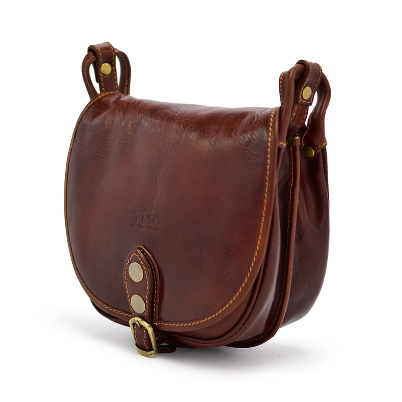 Small Leather Messenger Bag for Women in Retro Style