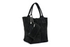 Italienisches Leder Wildleder Handtasche A4 Shopper Schwarz T49