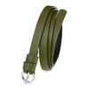 Women's narrow solid leather belt for khaki dress S19 : Colors - green, Strap size - r.85-100 cm