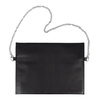 Thin black shoulder bag for womens Hashtag Like by DUDU in soft leather, design by ZAVEN, with chain and zip closure.