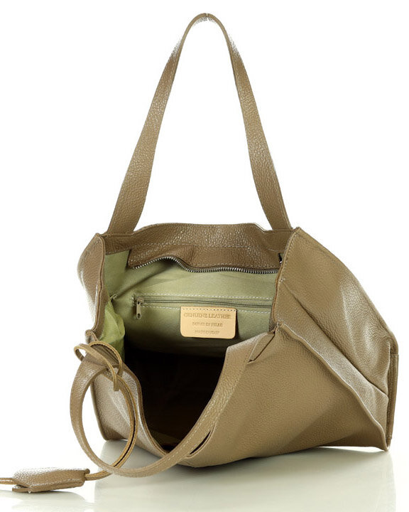 Modna torebka damska skórzany shopper bag - MARCO MAZZINI Portofino Max beżowy taupe