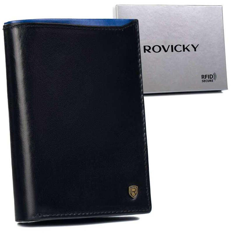 Portfel męski skórzany N4-RVT-6887 Black+Navy