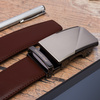 Men's leather belt automatic buckle 3.5 cm classic box bag free dark brown AP14 : Colors - brown, beige, Strap size - r.100-115 cm